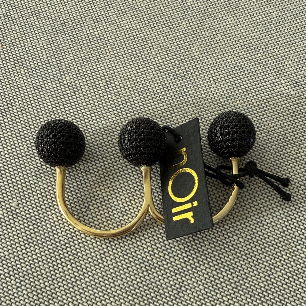 nOir Jewelry Black and Gold Decorative Ring